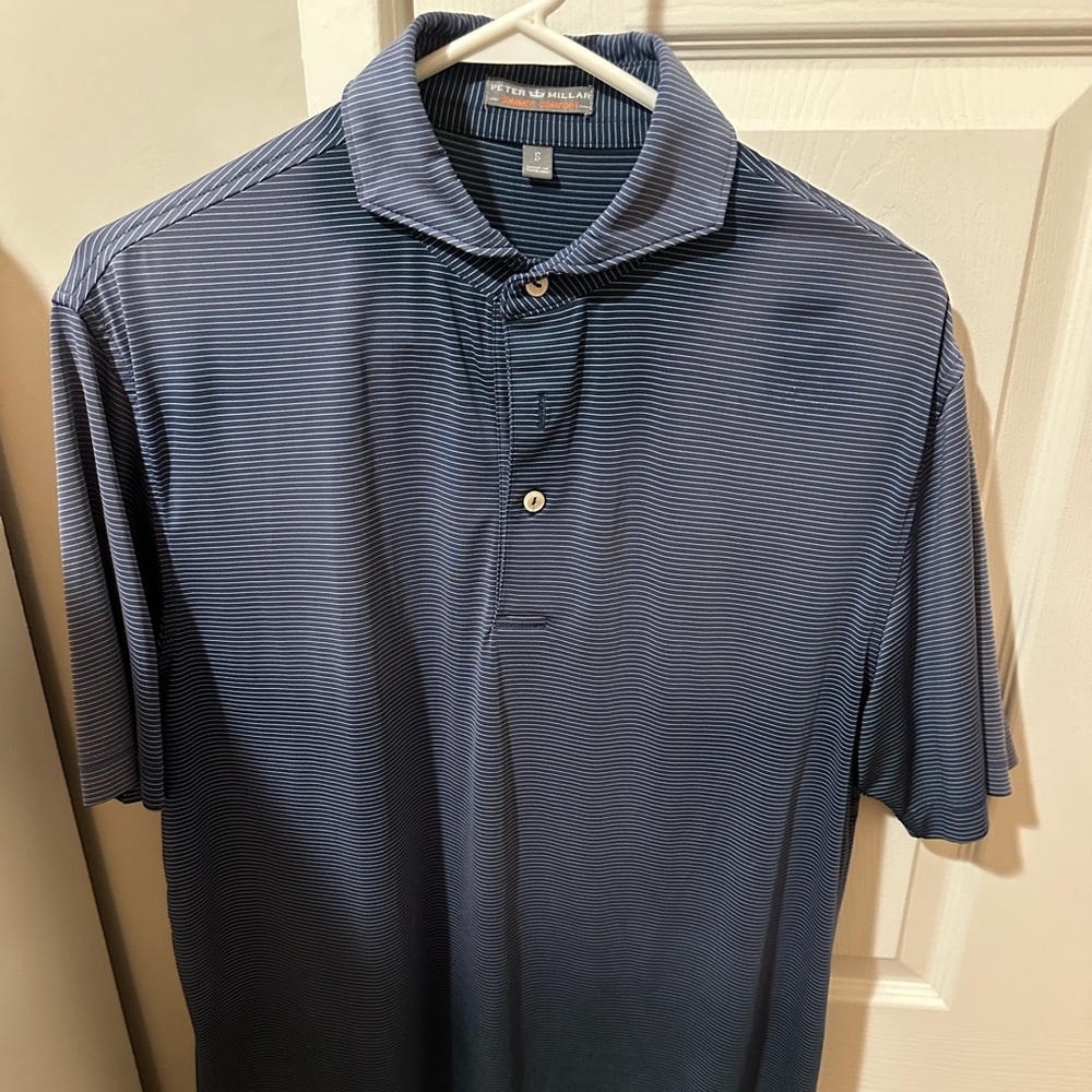 Peter Millar Navy Striped Polo Shirt